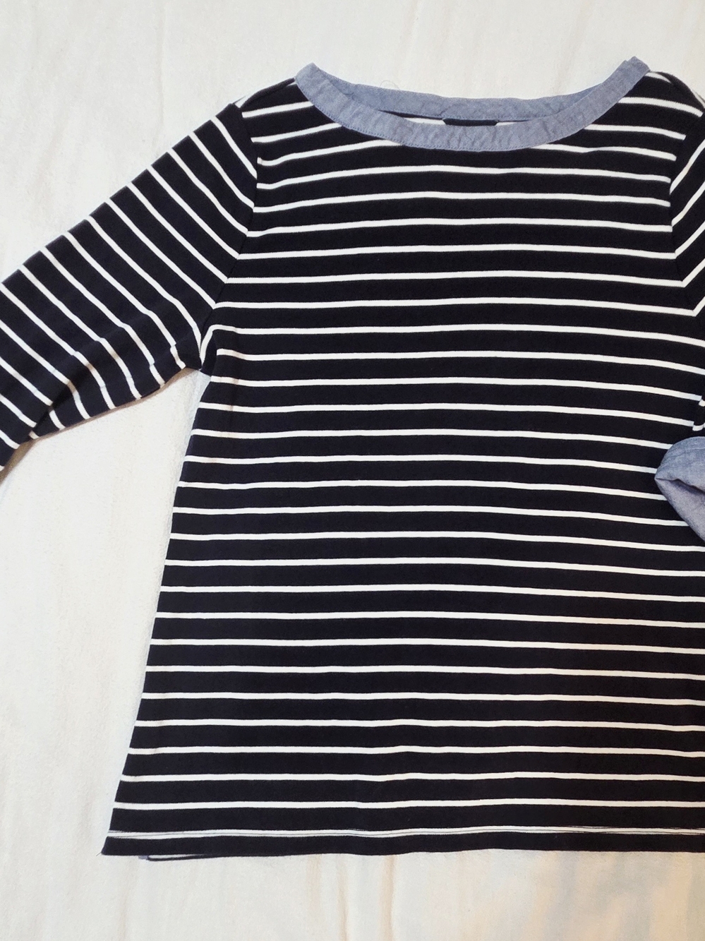 Nautica Classic Black & White Striped Top - Crew Neck
